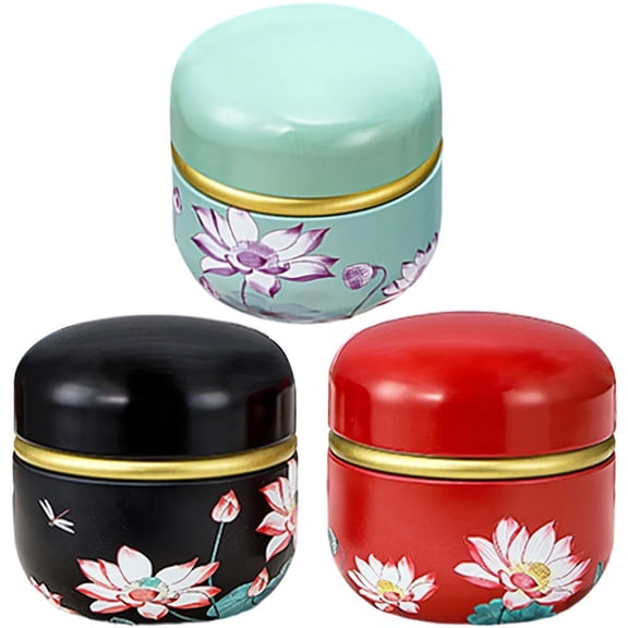 Yvsxxv 3pcs Tinplate Empty Tins Box Chinese Sweet Storage Containers Airtight Tea Storage Jar Refillable Boxes Cans with Lid for Loose Tea Candles Crafts Storage