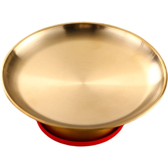 Yvsxxv 7 Inch Titanium Footed Decorative Plate, Multi-Purpose Offering Tray for Home & Altar Decoration