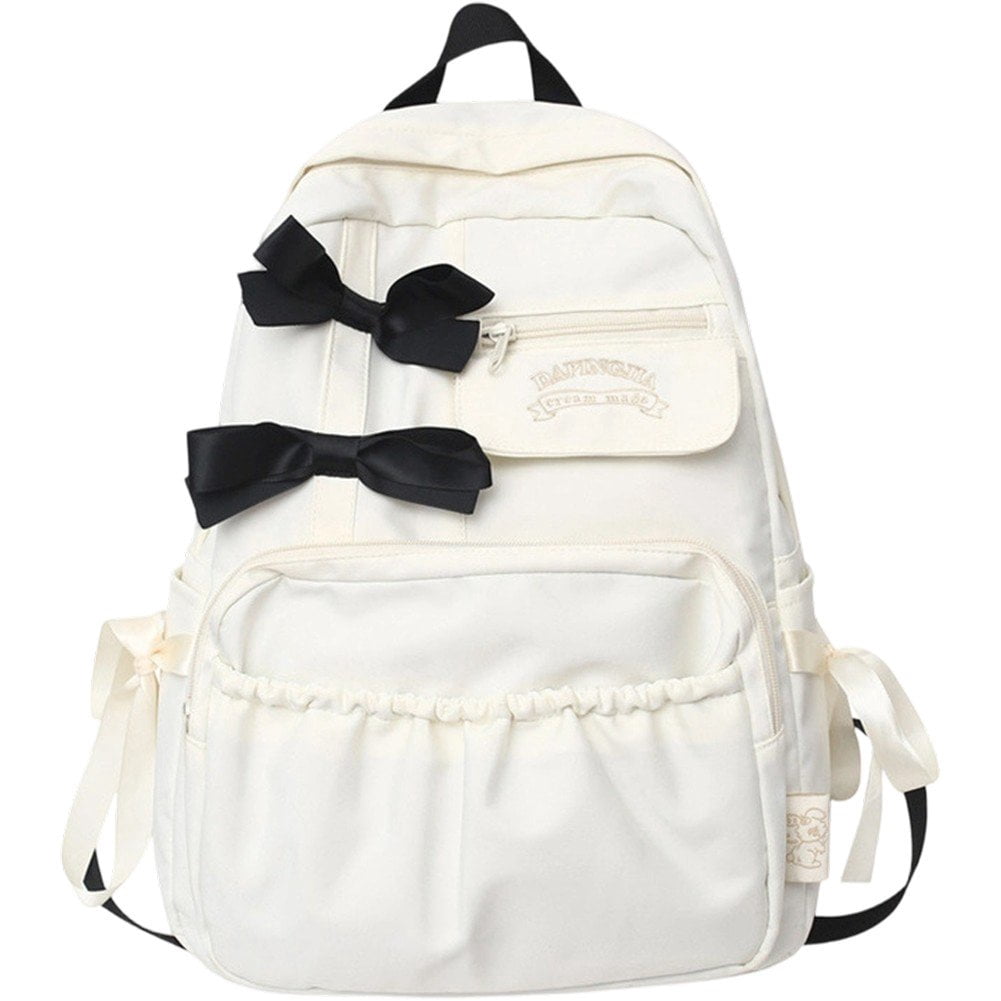 Yvsxxv Backpack, Women's Casual Bow Aesthetic Daypack, White