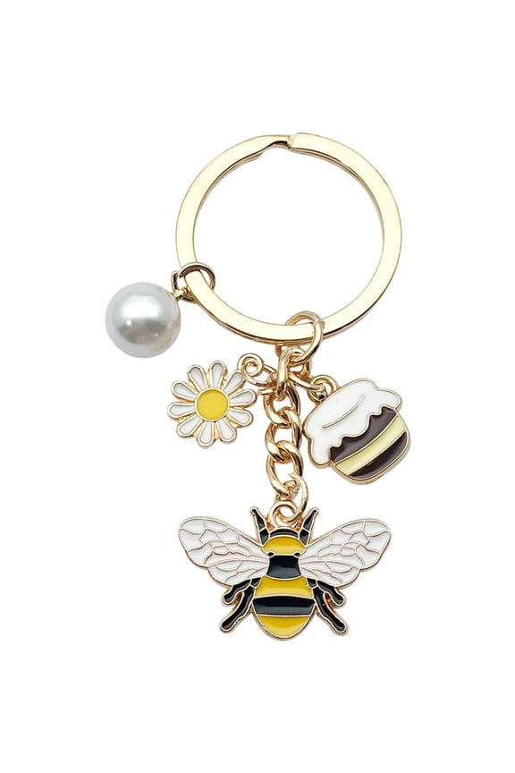 Multi-Charm Bee Flower Keychain Pendant, Multicolor, 1