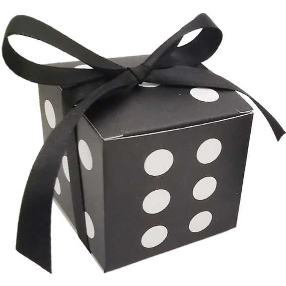 Yvsxxv Black Casino Dice Treat Gift Box, Party Favor Candy Packaging, 50 Pcs