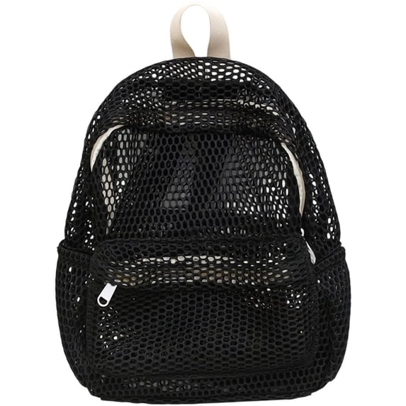 Yvsxxv Black Hollow Out Mesh See Through Backpack, Women Men School Beach Travel Backpack, 1 Pc