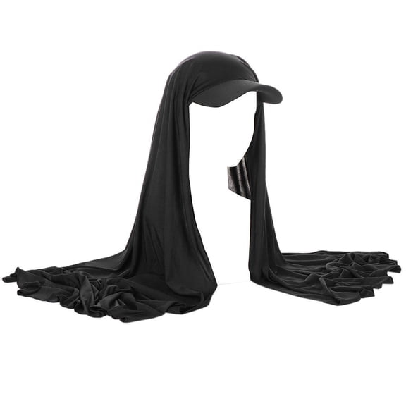 Yvsxxv Black Jersey Hijab With Baseball Cap Summer Sports Headwear 1Pc