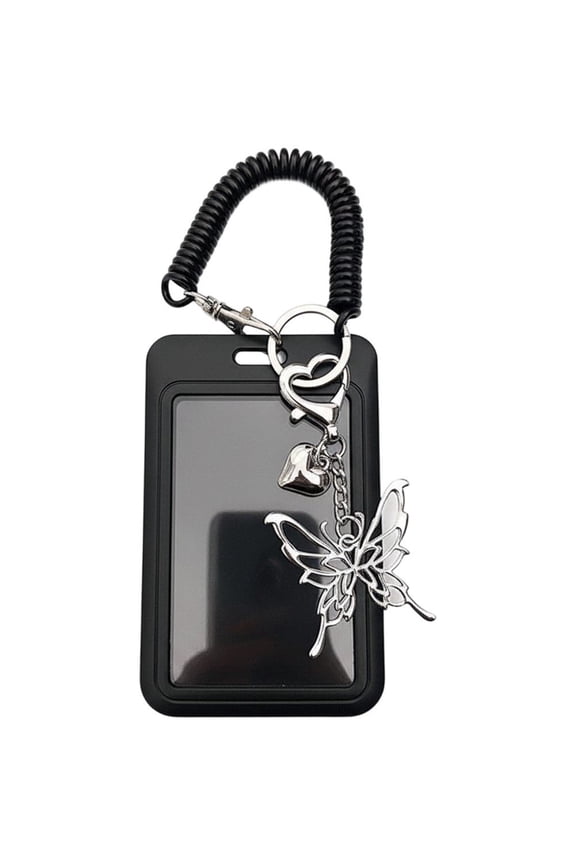 Black Kpop Photocard Holder Keychain ID Card Organizer 1Pc