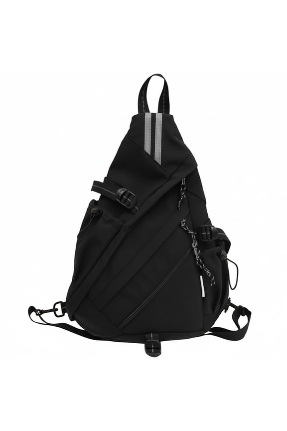 Black Multi-functional Convertible Sling Backpack, Men Sports Commuting Outdoor Backpack, 1 Pc