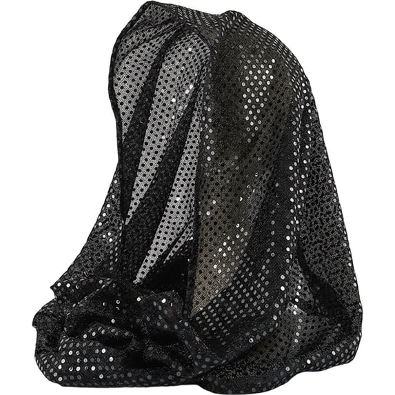 Yvsxxv Black Sequin Head Wrap Bandana, Sparkly Fashion Hair Scarf, 16.54*17.72inch