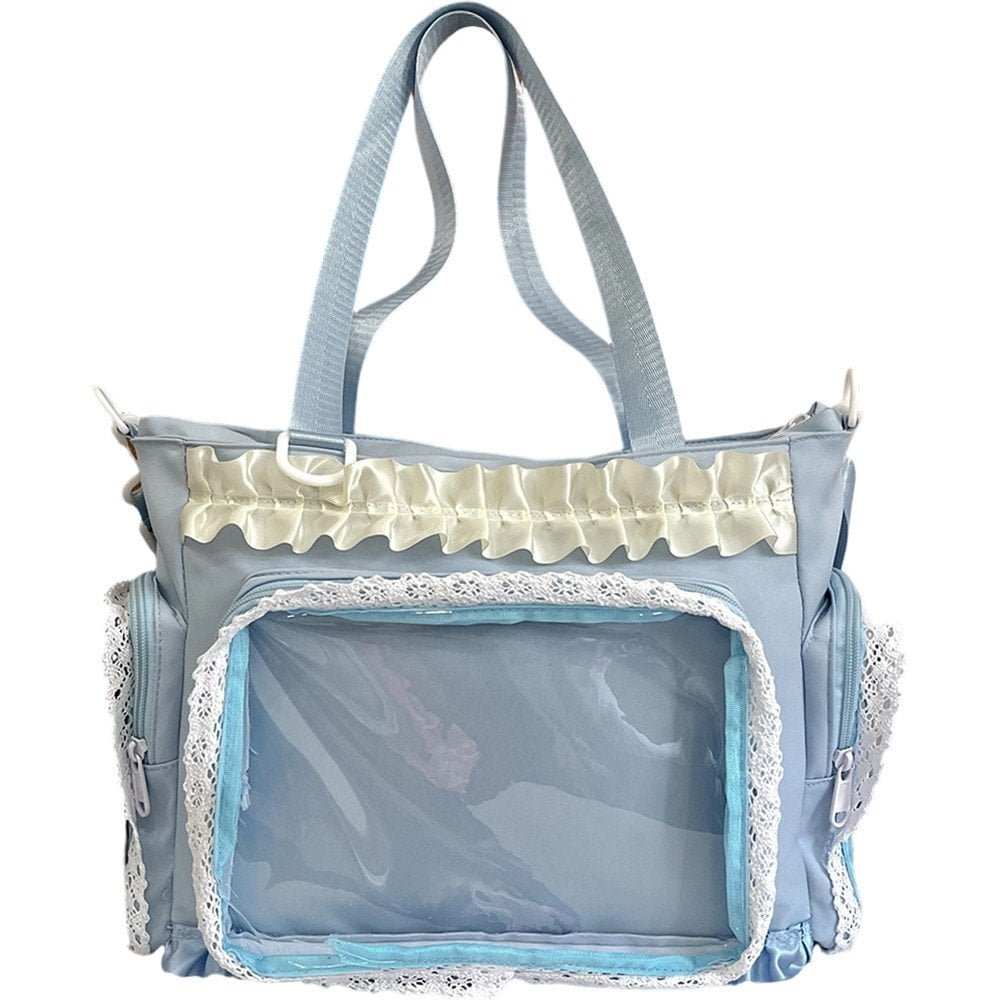 Yvsxxv Blue Lace Bow Transparent Display Handbag Aesthetic Crossbody Ita Bag 1Pc