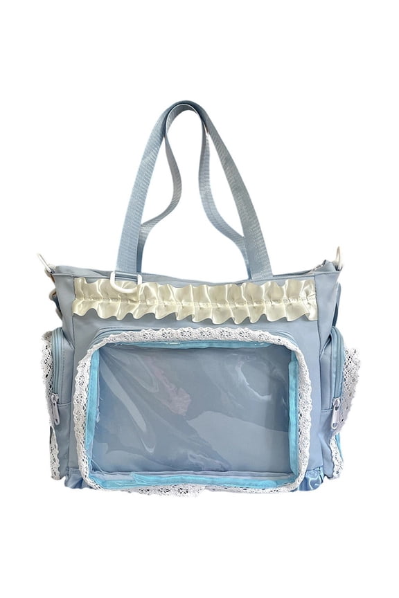 Blue Lace Bow Transparent Display Handbag Aesthetic Crossbody Ita Bag 1Pc