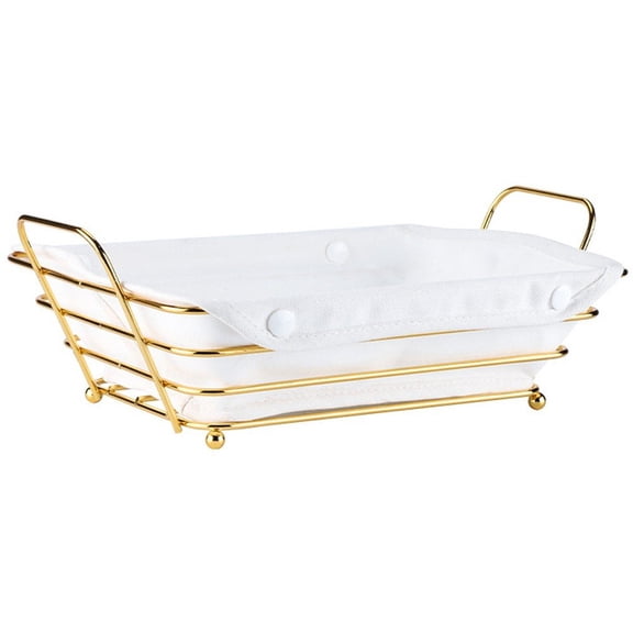 Yvsxxv Bread Basket for Serving, Table Bread Basket with Removable Fabric Lining, Iron Kitchen Serving Basket Fruit Bowl Storage Container