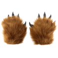thumbnail image 1 of Yvsxxv Brown Plush 3D Animal Paw Winter Warm Gloves Cute Handwear, 1 of 7