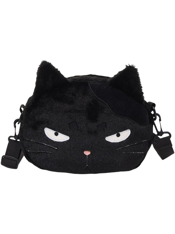 Cat Mini Plush Crossbody Backpack, Cute Kawaii Purse