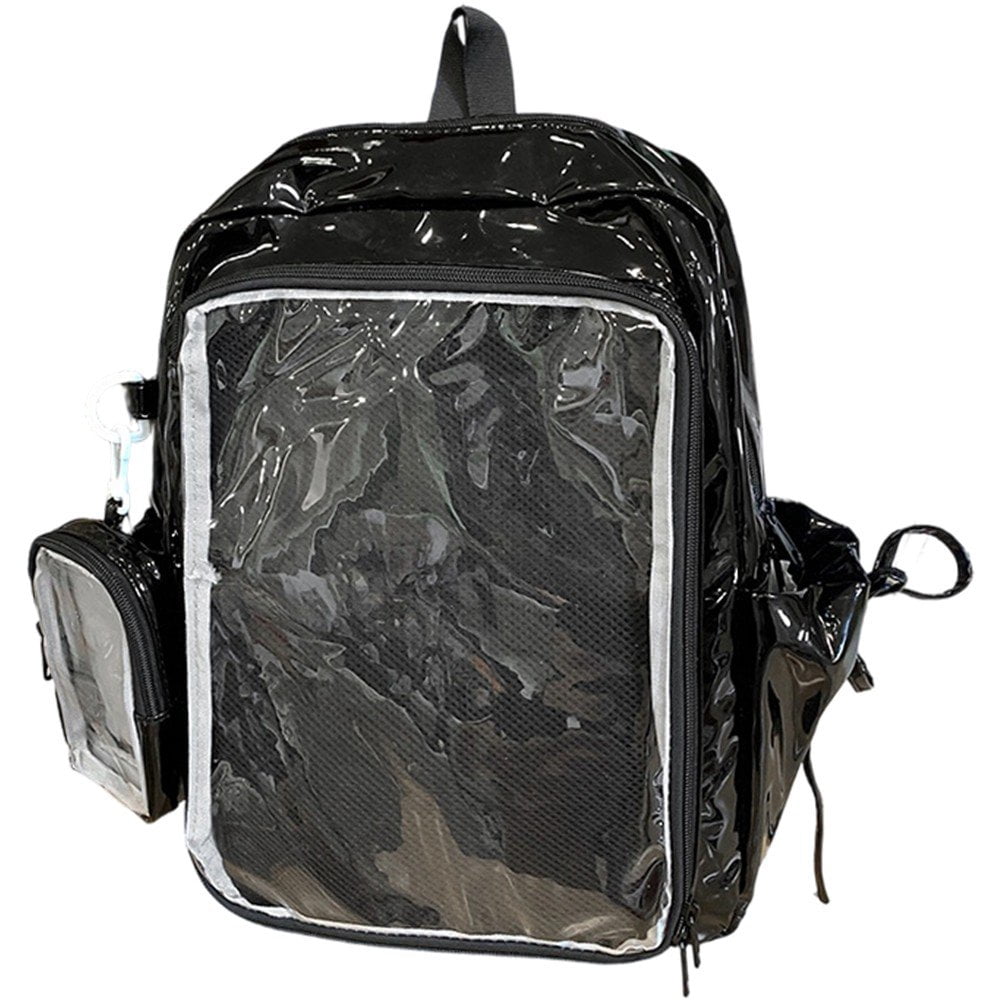 Yvsxxv Clear Ita Backpack, Transparent Pin Display Rucksack, Black