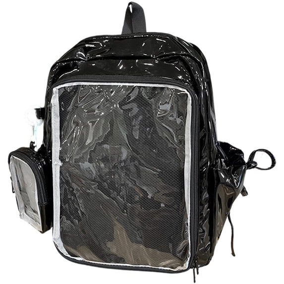 Yvsxxv Clear Ita Backpack, Transparent Pin Display Rucksack, Black