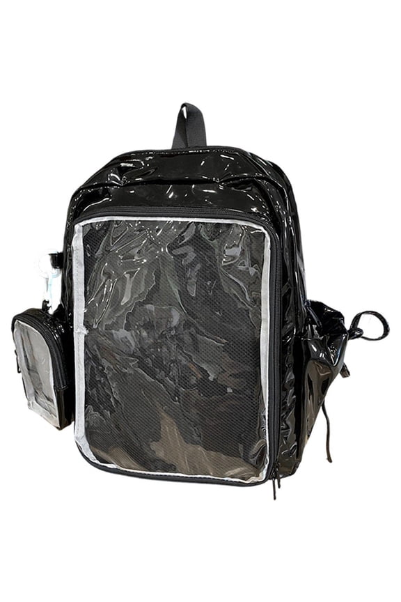 Clear Ita Backpack, Transparent Pin Display Rucksack, Black