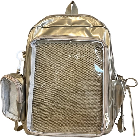 Yvsxxv Clear Ita Backpack, Transparent Pin Display Rucksack, Coffee