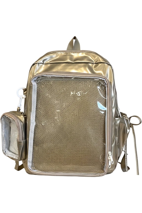 Clear Ita Backpack, Transparent Pin Display Rucksack, Coffee