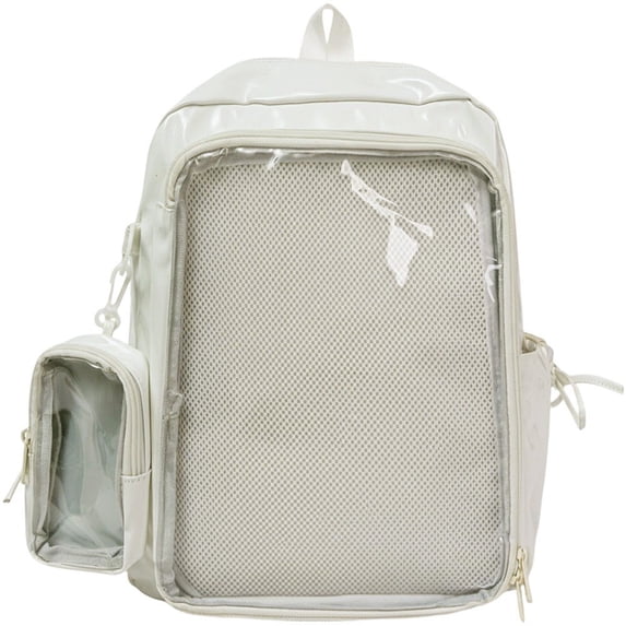 Yvsxxv Clear Ita Backpack, Transparent Pin Display Rucksack, White