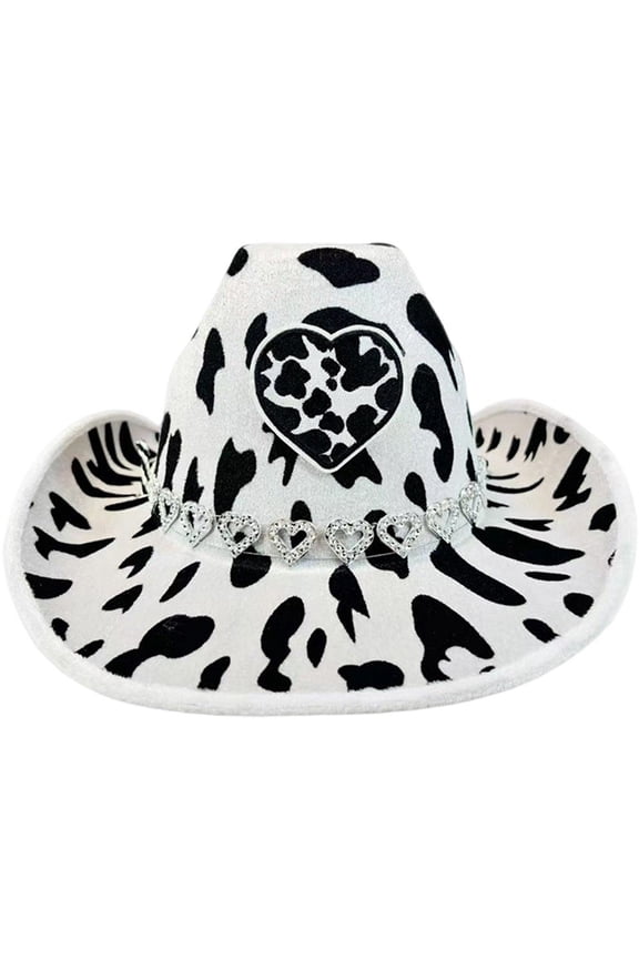 Cowboy Hat for Women Men Cow Pattern Cowgirl Hat Sparkly Wide Brim Jazz Hat for Halloween Costume Dress Up,Bachelorette Theme Party
