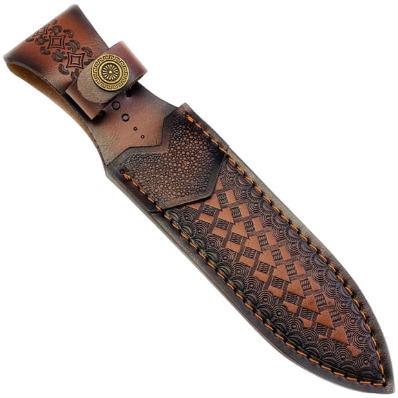 Yvsxxv Cowhide Cow Leather Knife Sheath Outdoor Straight Knife Sheath Handmade Carving Cowhide Sheaths with Belt Loop for Kitchen