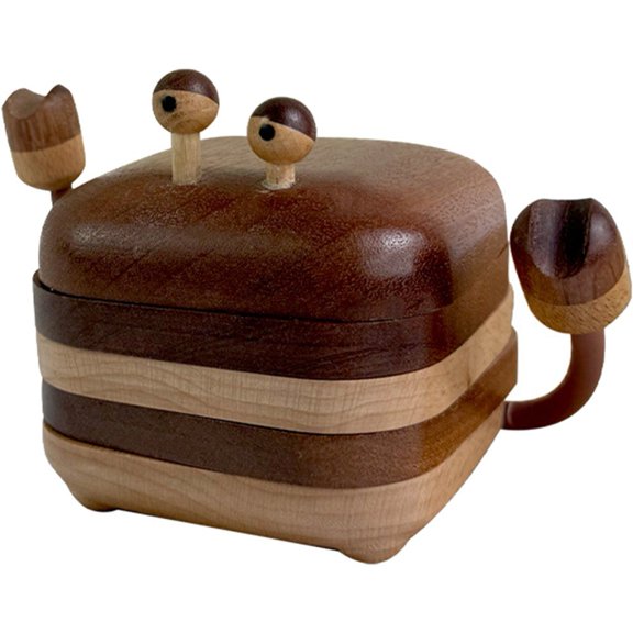 Yvsxxv Crab Shape Wooden Coaster,1Set Adorable Heat-Insulating Wooden Drink Coasters Set Tea Cup Mats Table Protection Cup Mat with Built-In Magnet for Gathering, Party