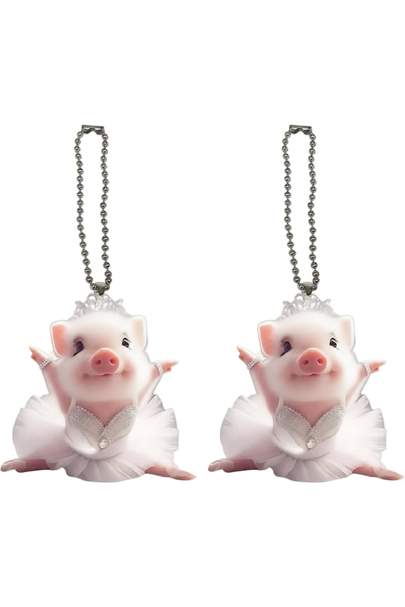 Cute Acrylic Pig Keychain Bag Pendant Charm 2Pcs