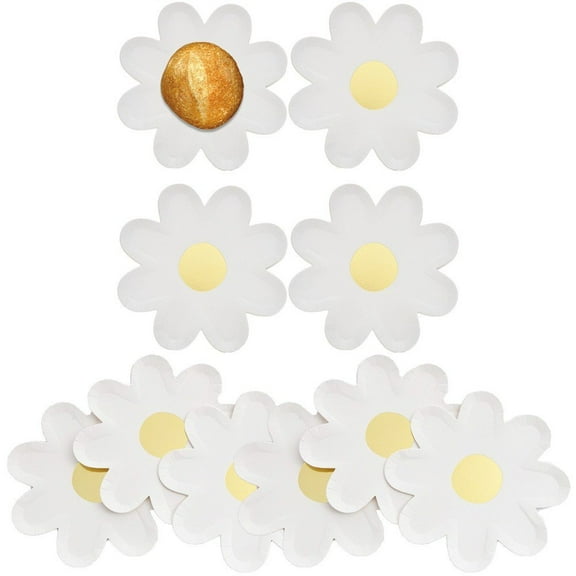 Yvsxxv Daisy Flower Disposable Paper Plates, Spring Party Dining Tableware, 10 Pcs