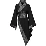 Yvsxxv Dark Punk Asymmetric Hem Japanese Kimono Dress with Obi Belt Size M