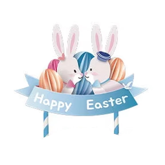 Yvsxxv Easter Bunny Cupcake Toppers,Bunny Egg Cupcake Picks,Lovely Bunny Cupcake Picks Happy Easter Cake Topper Easter Cake Decorations, Happy Easter Rabbit Theme Party Cake Easter Party Supplies