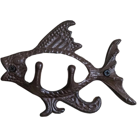 Yvsxxv Fish Wall Mount Iron Hanger, Wall Mounted Key Hooks Towel Rack Coat Hooks Holder, Fish Bone Shape Key Hanger for Home