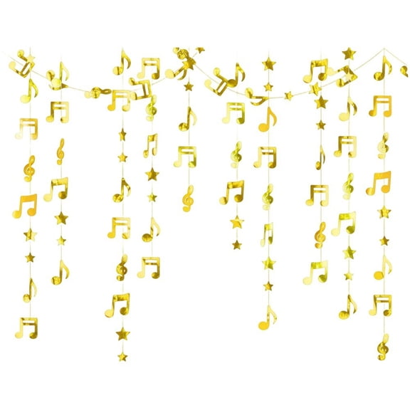 Yvsxxv Gold 1Pc Musical Note Paper Pull Party Banner Garland