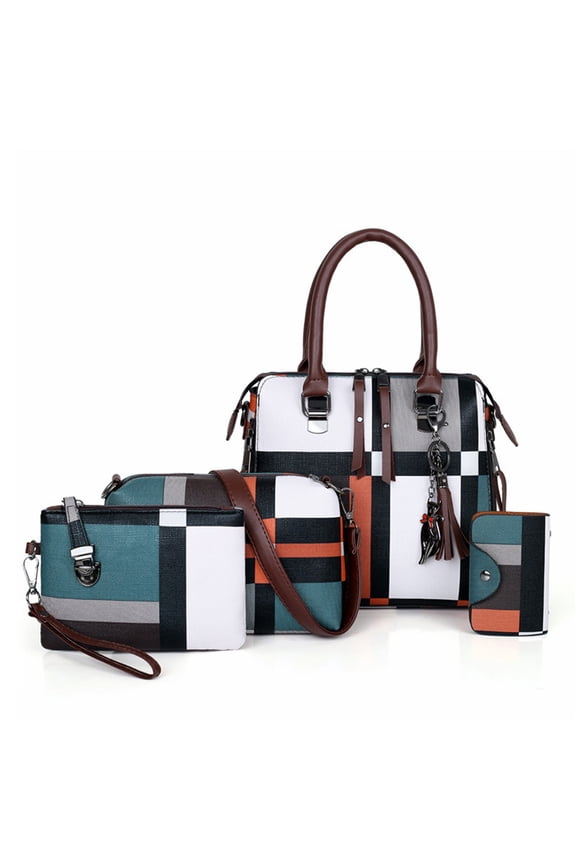 Green 6 Pcs PU Leather Composite Shoulder Handbag Set