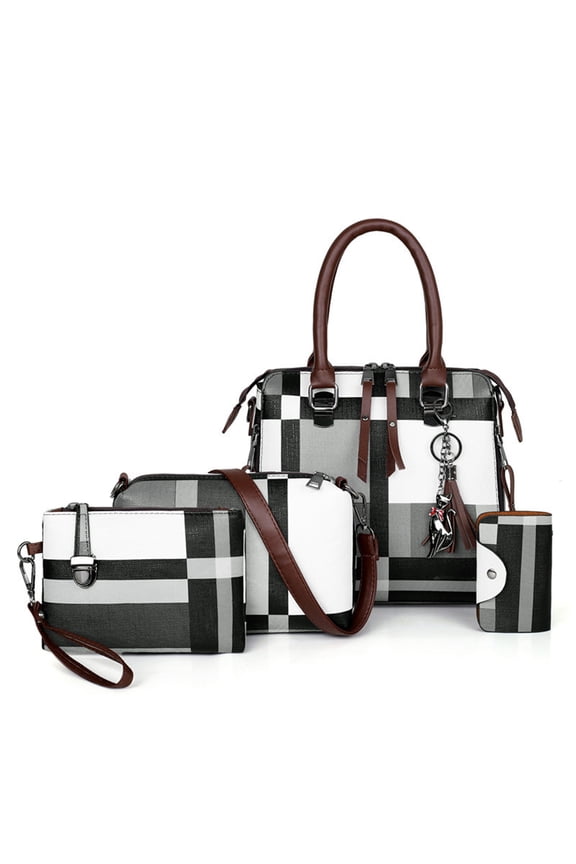 Grey 6 Pcs PU Leather Composite Shoulder Handbag Set