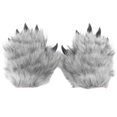 thumbnail image 1 of Yvsxxv Grey Plush 3D Animal Paw Winter Warm Gloves Cute Handwear, 1 of 7