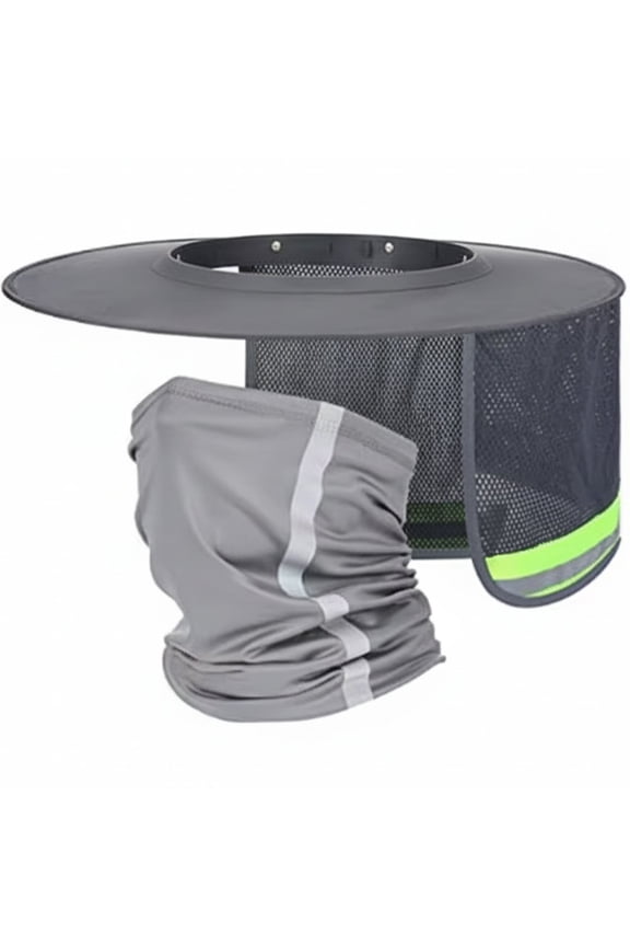 Grey Universal Hard Hat Sun Shade, Reflective Neck Shield, Construction Outdoor, 1 Set