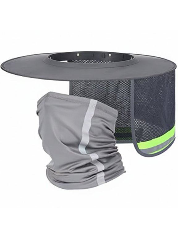Grey Universal Hard Hat Sun Shade, Reflective Neck Shield, Construction Outdoor, 1 Set