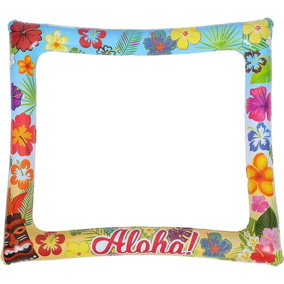 Yvsxxv Hawaiian Aloha PVC Inflatable Selfie Frame, 29.53x25.59 Inch Tropical Photo Prop for Home & Event Decoration
