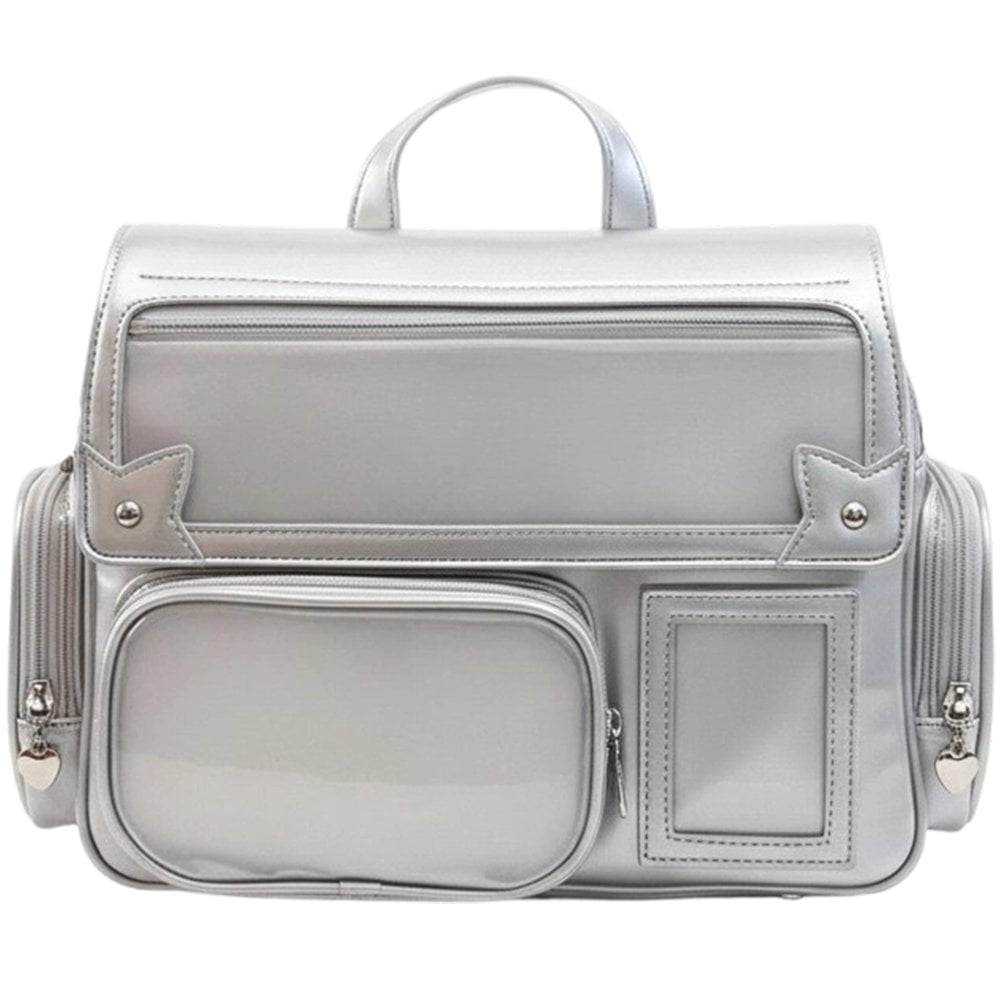 Yvsxxv Ita Bag Crossbody Backpack, Kawaii Pin Display Rucksack, Silver