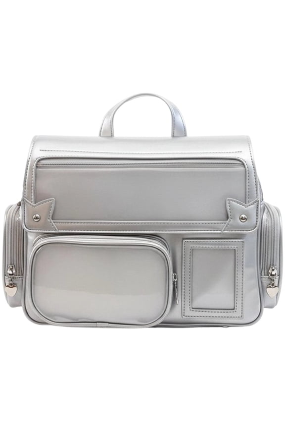 Ita Bag Crossbody Backpack, Kawaii Pin Display Rucksack, Silver