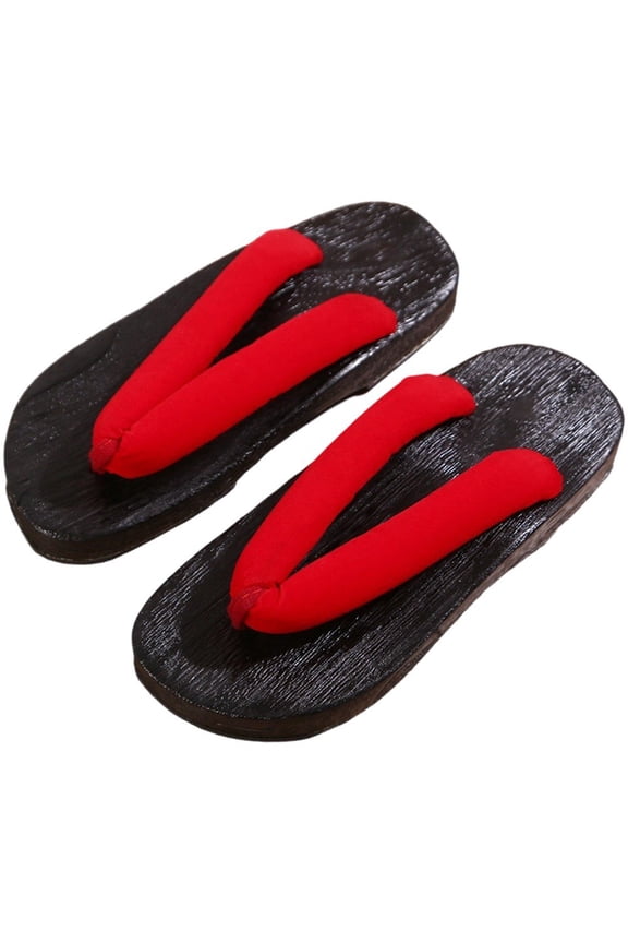 Japanese Wooden Geta Sandals, Black Traditional Clogs, Size 40