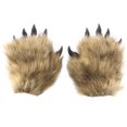 thumbnail image 1 of Yvsxxv Khaki Plush 3D Animal Paw Winter Warm Gloves Cute Handwear, 1 of 7