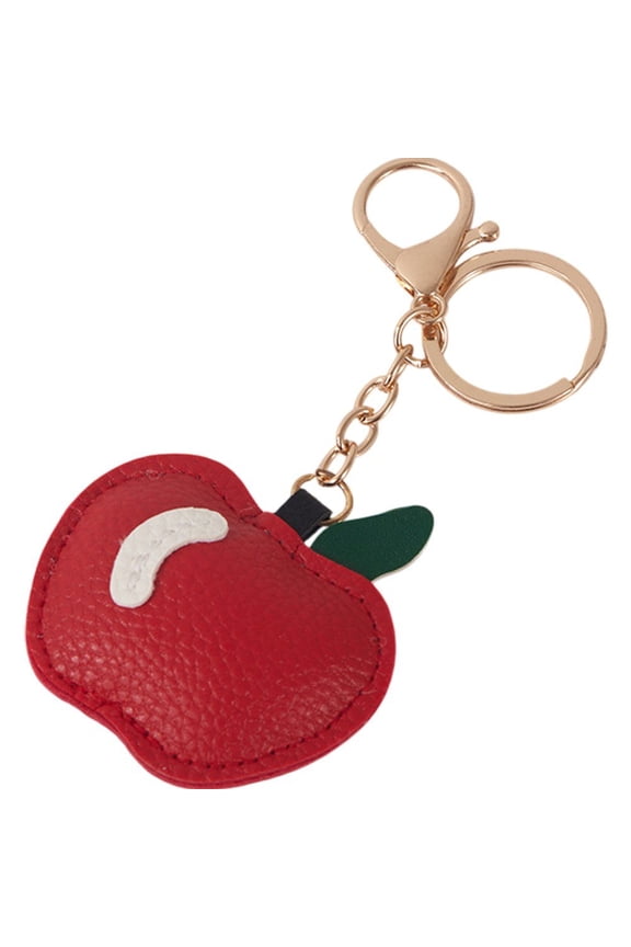Leather Apple Keychain, Fruit Shaped Bag Charm Key Ring