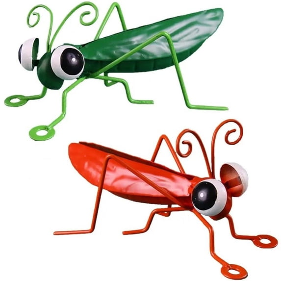 Yvsxxv Metal Grasshopper Figurine Yard Art Locust Lawn Ornament Mantis Hanging Wall Sculpture Decoration Set of 2
