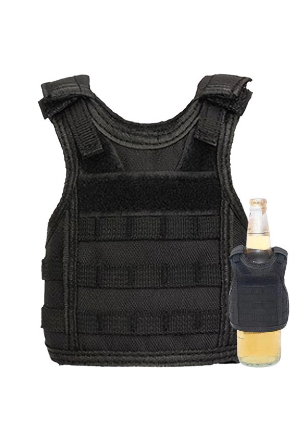Mini Camouflage Beer Vest, Beer Cooler Jacket Adjustable Drink Bottle Vests Holder Beverage Cooler Holder for Cans or Bottles Decoration