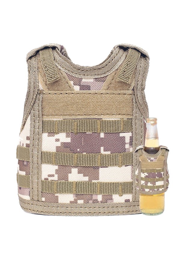 Mini Camouflage Beer Vest, Beer Cooler Jacket Adjustable Drink Bottle Vests Holder Beverage Cooler Holder for Cans or Bottles Decoration