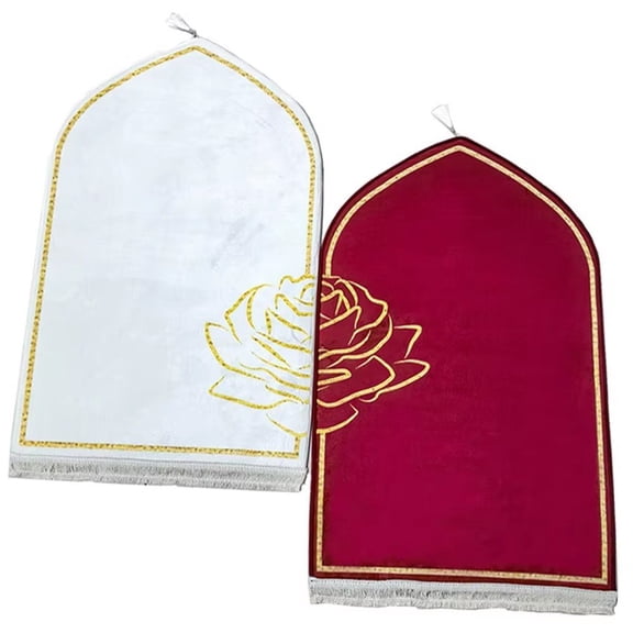 Yvsxxv Muslim Prayer Rug for Couples, 2pcs Praying Mat Set for Women Men, Heart Patterned Soft Islamic Gifts for Ramadan Eid Valentines Day