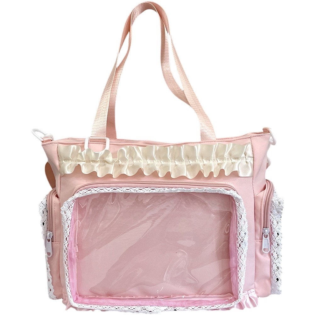 Yvsxxv Pink Lace Bow Transparent Display Handbag Aesthetic Crossbody Ita Bag 1Pc