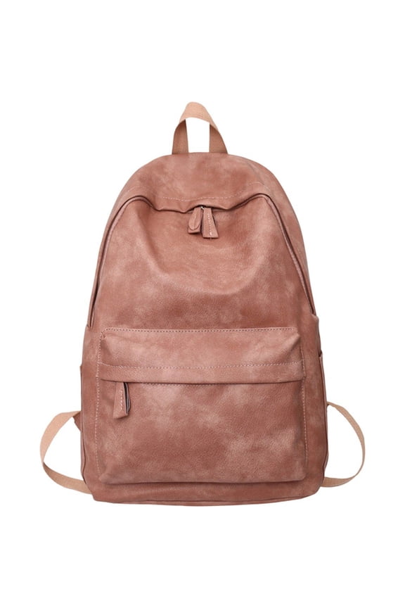 Pink Soft PU Leather Japanese Style Backpack, Women Work Travel Daily Backpack, 1 Pc