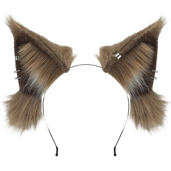 Yvsxxv Plush Animal Ears Fascinator Hair Accessory Headband, Polyester Hair Styling Accessory, 4.72x5.12x6.30in