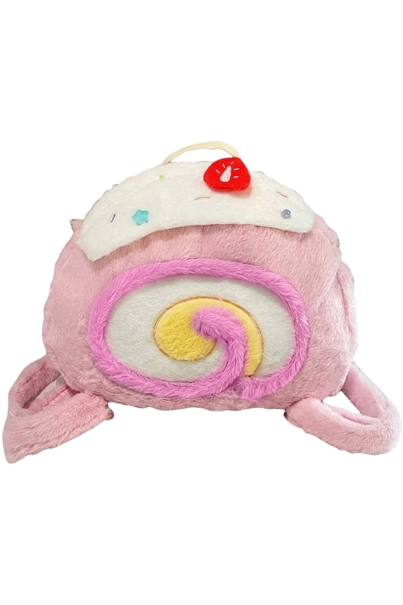 Plush Cake Backpack, Cute Patchwork Rucksack, Pink