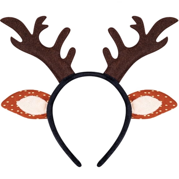 Yvsxxv Plush Deer Antlers Fascinator Headband, Soft Whimsical Hair Accessory, 9.06x7.87in